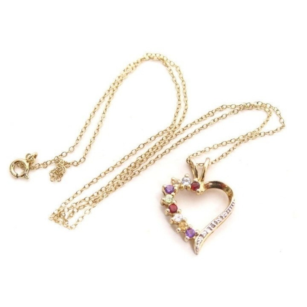 Sparkly Gold Vermeil Gemstone Heart Sterling Silver Pendant Necklace